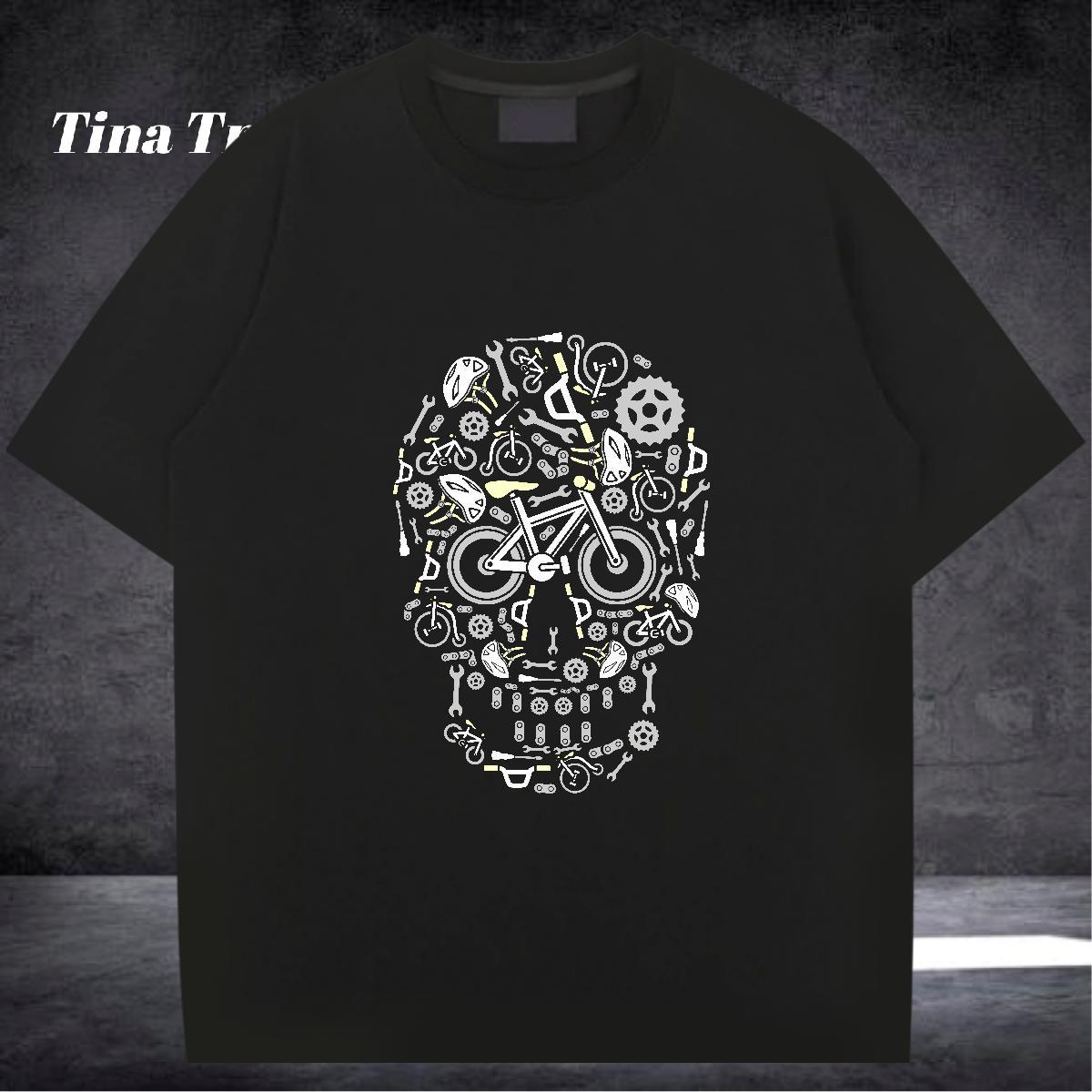 High Quality T-Shirts for Men 230g Pure Cotton skull Home Outdoor Black White Crew Neck Couples T Shirts Fashion Designer Tees Shirts