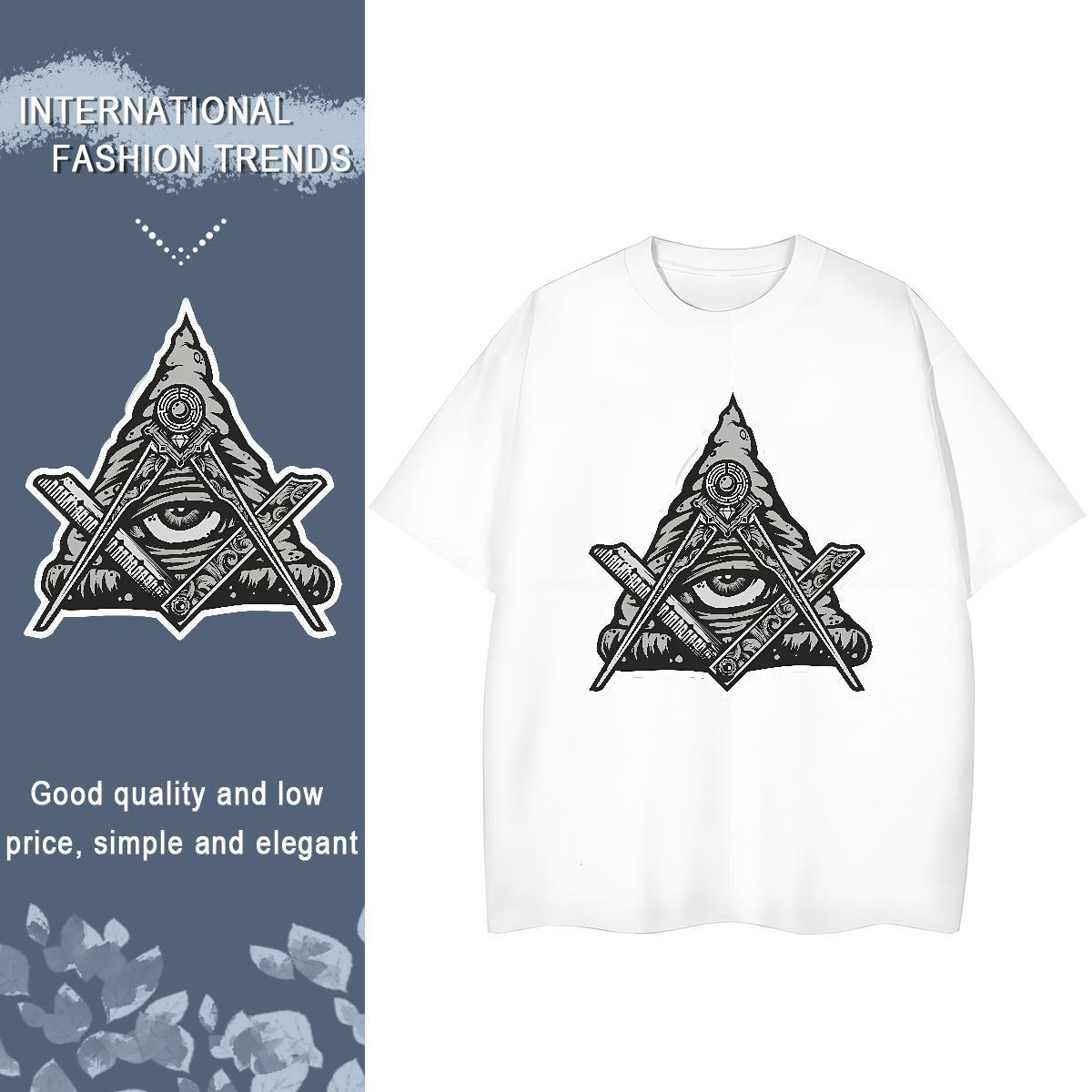 Popular Men T Shirts 230g 100% Cotton eye of the devil Street wear Hip Hop Oversized 3XL 4XL O Neck Short Sleeves Men Tops Tees Brand Tops Shirt