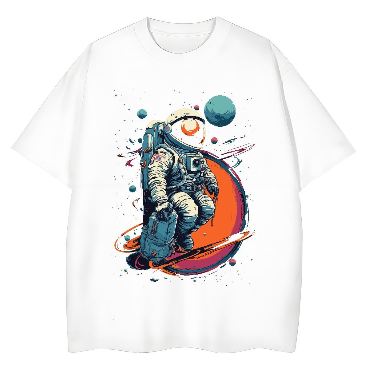 Unisex Woman Tshirt 230g Pure Cotton universe Daily Outfit T-Shirts for Women Short Sleeve O-Neck White Plus Size Top Tees