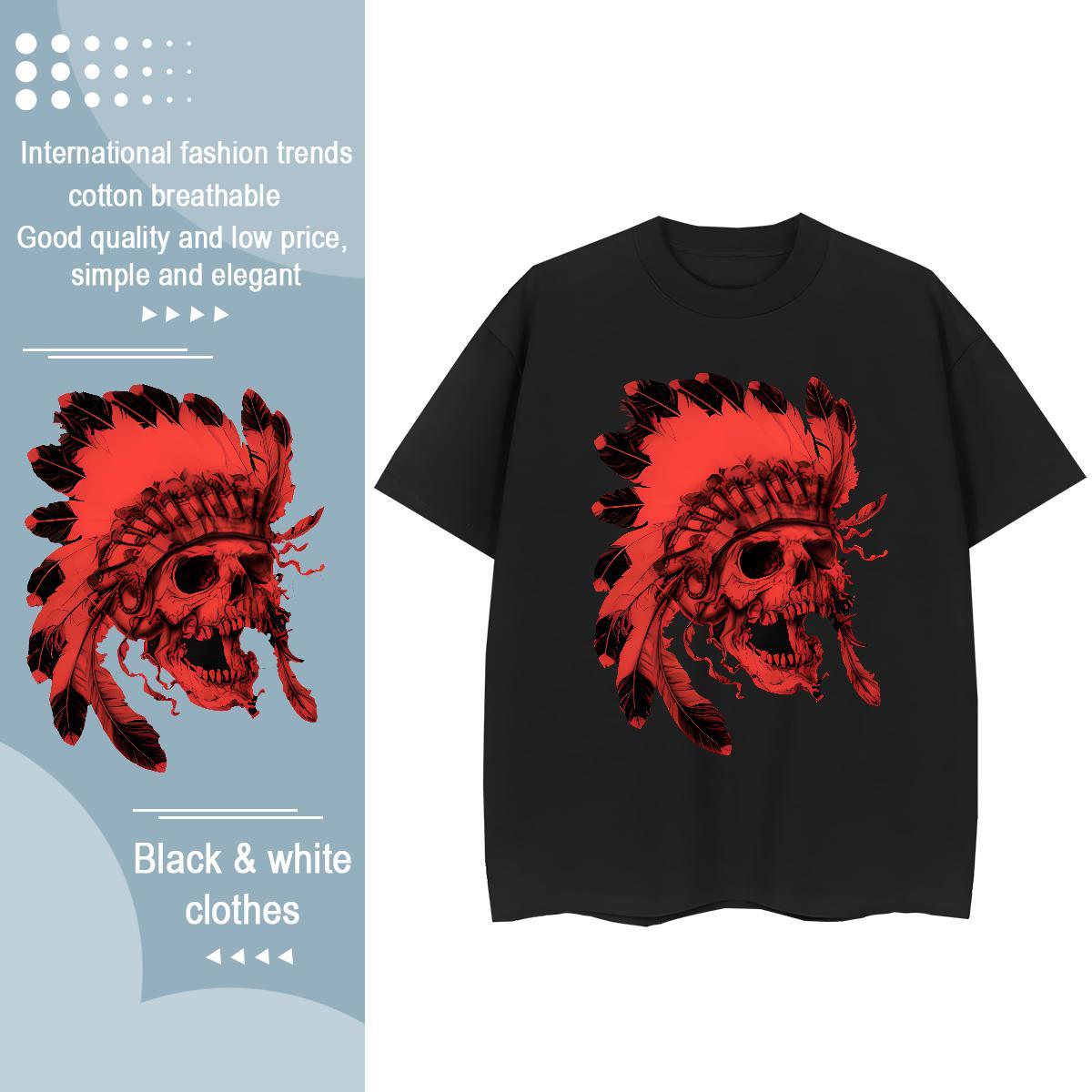 5A Couples T Shirts 100% Cotton 230g scary Summer Casual Womens T Shirts Breathable Anime Tees