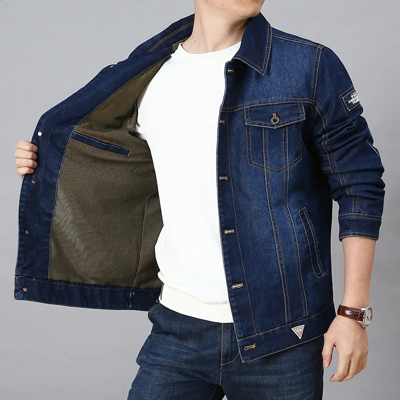 Plus Size 7XL Thick Warm Winter Denim Jacket Mens Windproof Wool Coat Jeans Clothing 240824