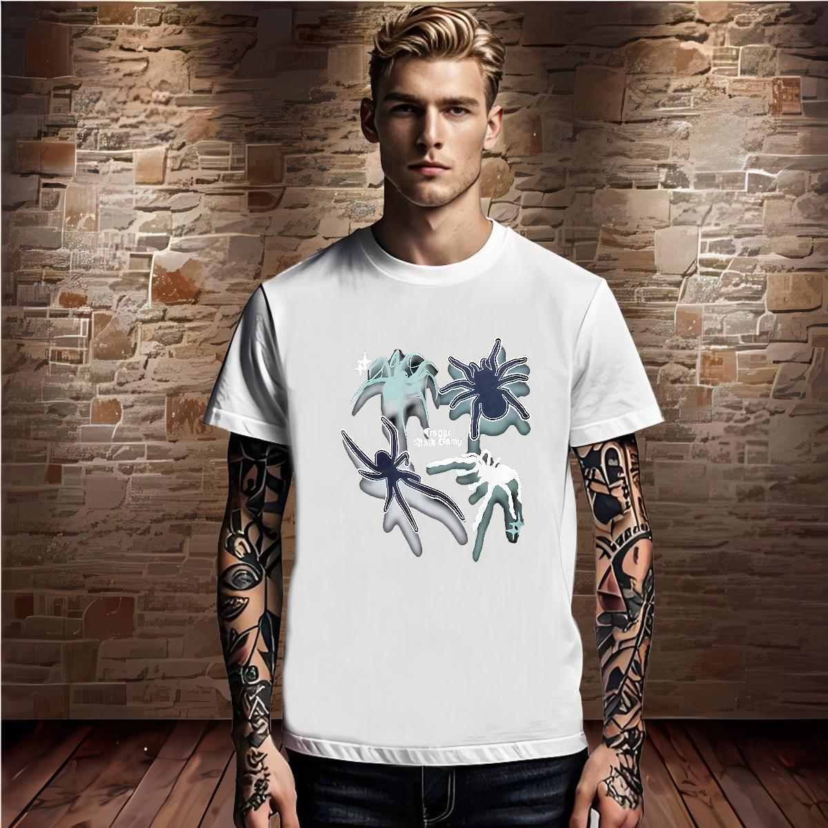 Classic Casual Tshirts spider Anime Printing Street 230g 100% Cotton Clothings Crew Neck Breathable Cool T-Shirts Cartoon Printing L-4XL