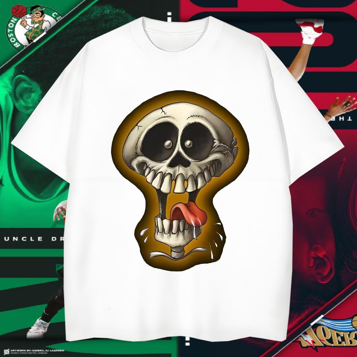Loose Men T Shirts 100% Cotton 230g skull Home Outdoor Customized Breathable Short Sleeve Couples T Shirts Fashion Designer Tees