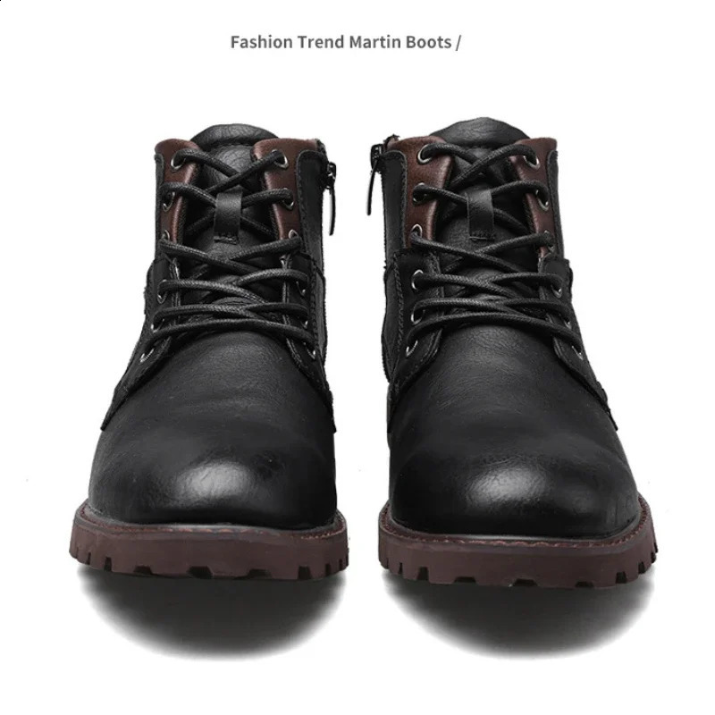 leather ankle plus size outdoor work motorcycle Clevintage cowboy boots fashionable mens casual shoes 240824