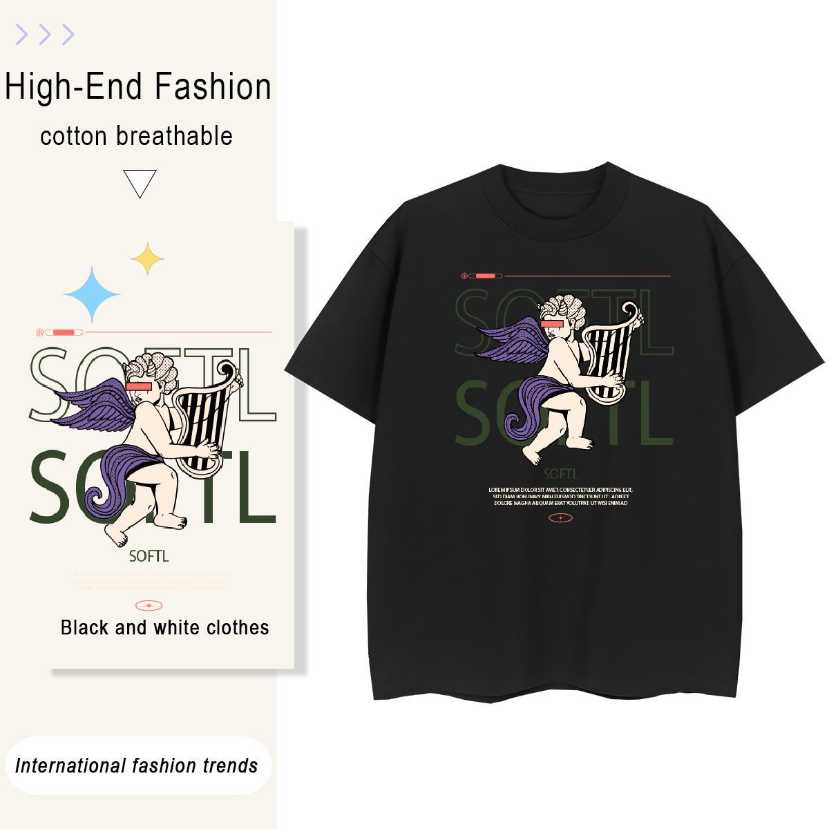 Popular Women Tshirts 230g Cotton funny Sport T Shirt For Woman Short sleeve Soft Cartoon Print Tees