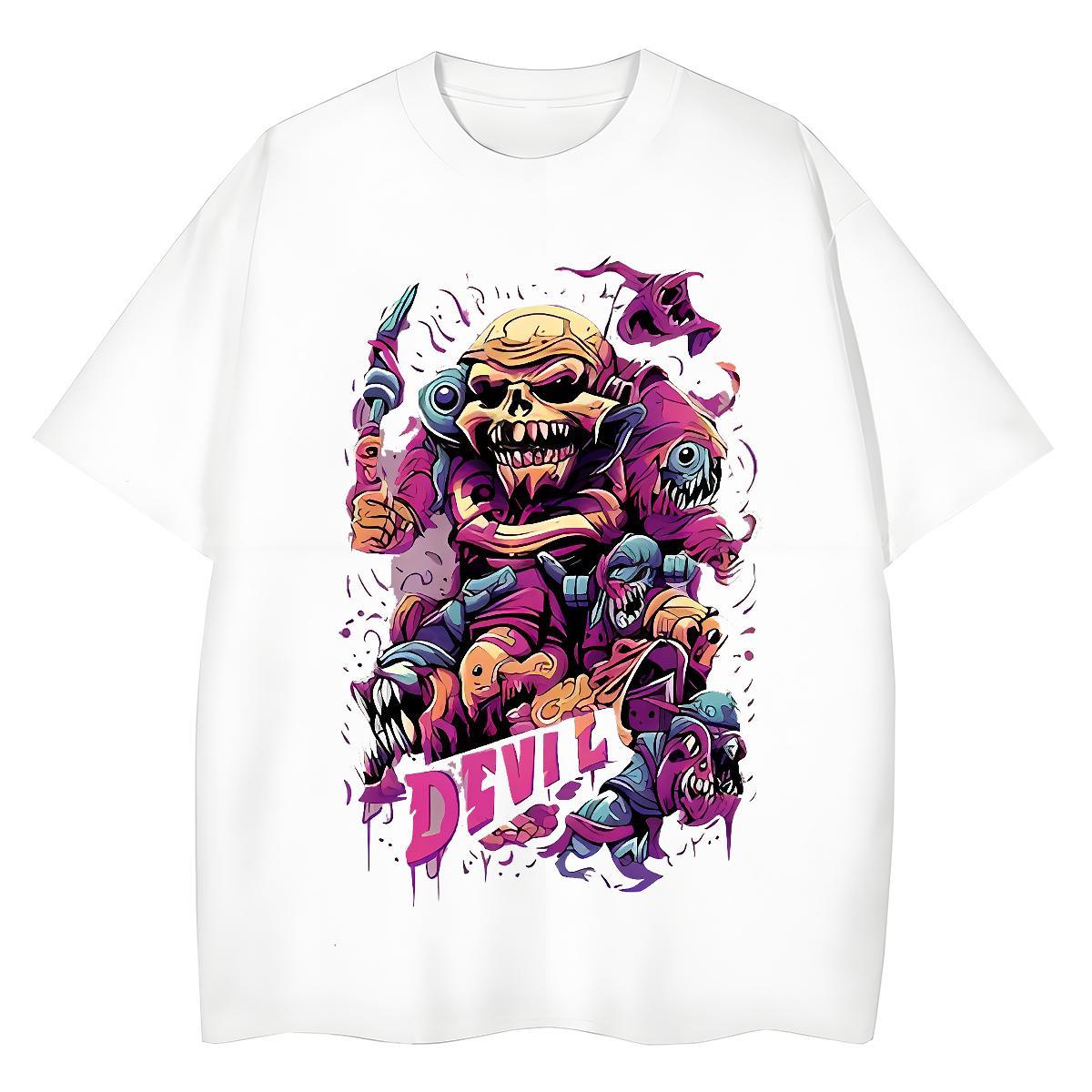 Wholesale Couples T Shirts 230g Cotton Terror Casual Beach Women T Shirts Short sleeve Soft DIY Printed Tee Shirt