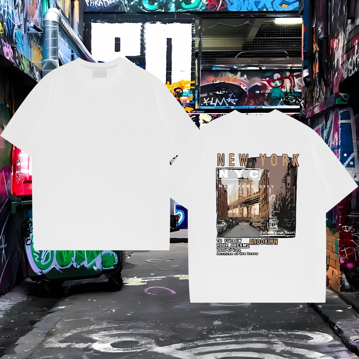 Designer Man T Shirts 100% Cotton 230g New York High Street Hip Hop Plus Size Cartoon Breathable Mens Tshirts Customized Tops