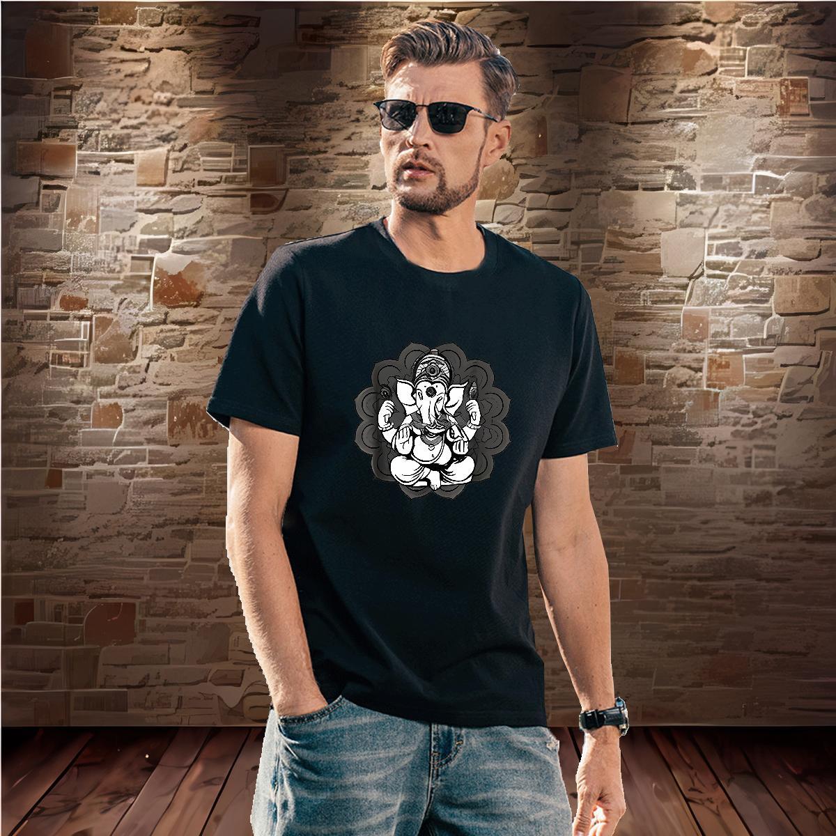 Loose Mens T Shirts 230g Pure Cotton Ganesha Street Custom Cartoon Breathable Soft Couples T Shirts DIY Tshirts