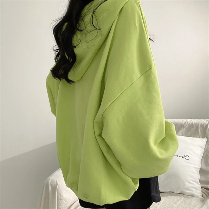 Zipper Hoodies Women Autumn Winter Fashion Casual Warm Oversized Hooded Pullover Loose Jacket Womens 240824