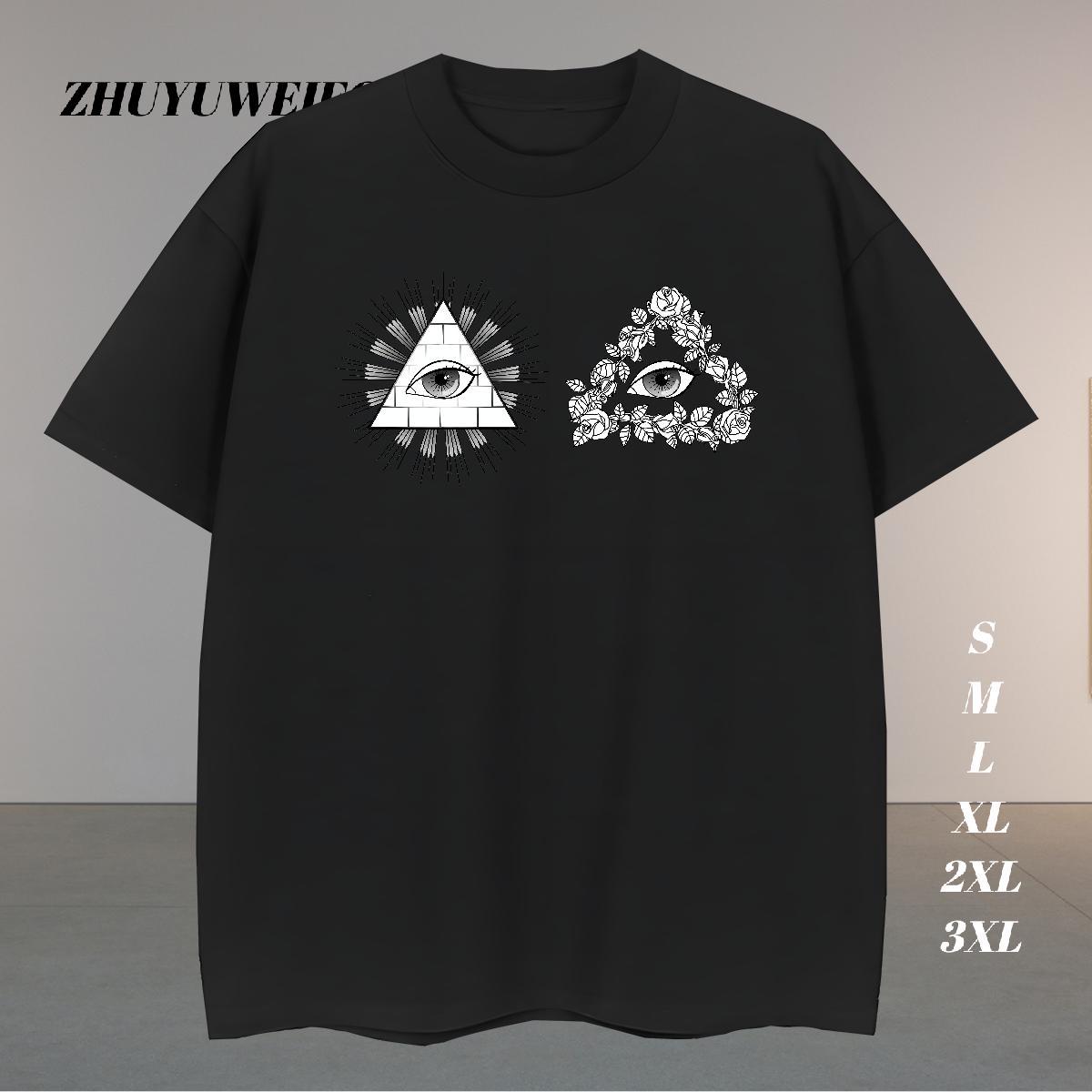 Classic T-Shirts for Men 100% Cotton 230g eye of the devil Hip Hop Oversized 3XL 4XL Breathable Crew Neck Couples T Shirts Customized Tees