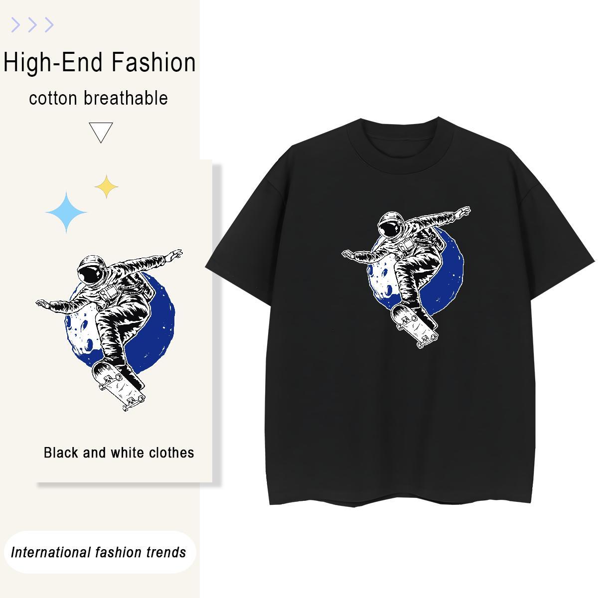 Nice Womens Tshirts 100% Cotton 230g universe Sports Casual Women T Shirts Breathable Crew Neck Plus Size Cartoon Tops