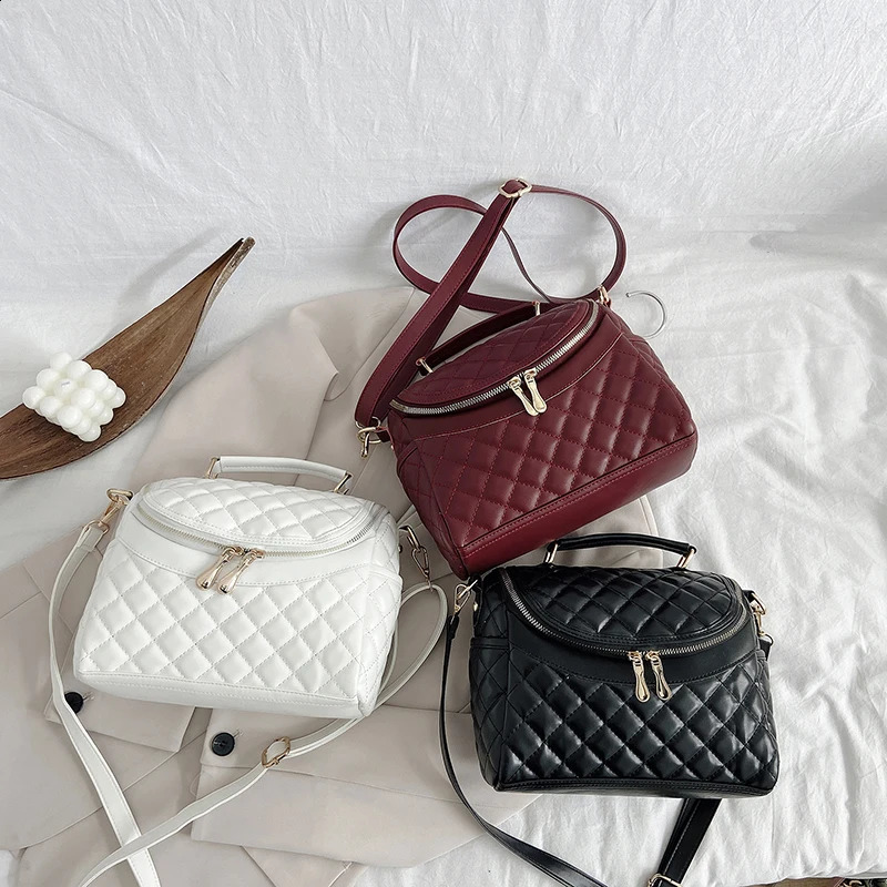 White Balck Crossbody Bags for Women Soft PU Leather er Handbag Casual Bucket Bag Ladies Purses and Handbags 240824