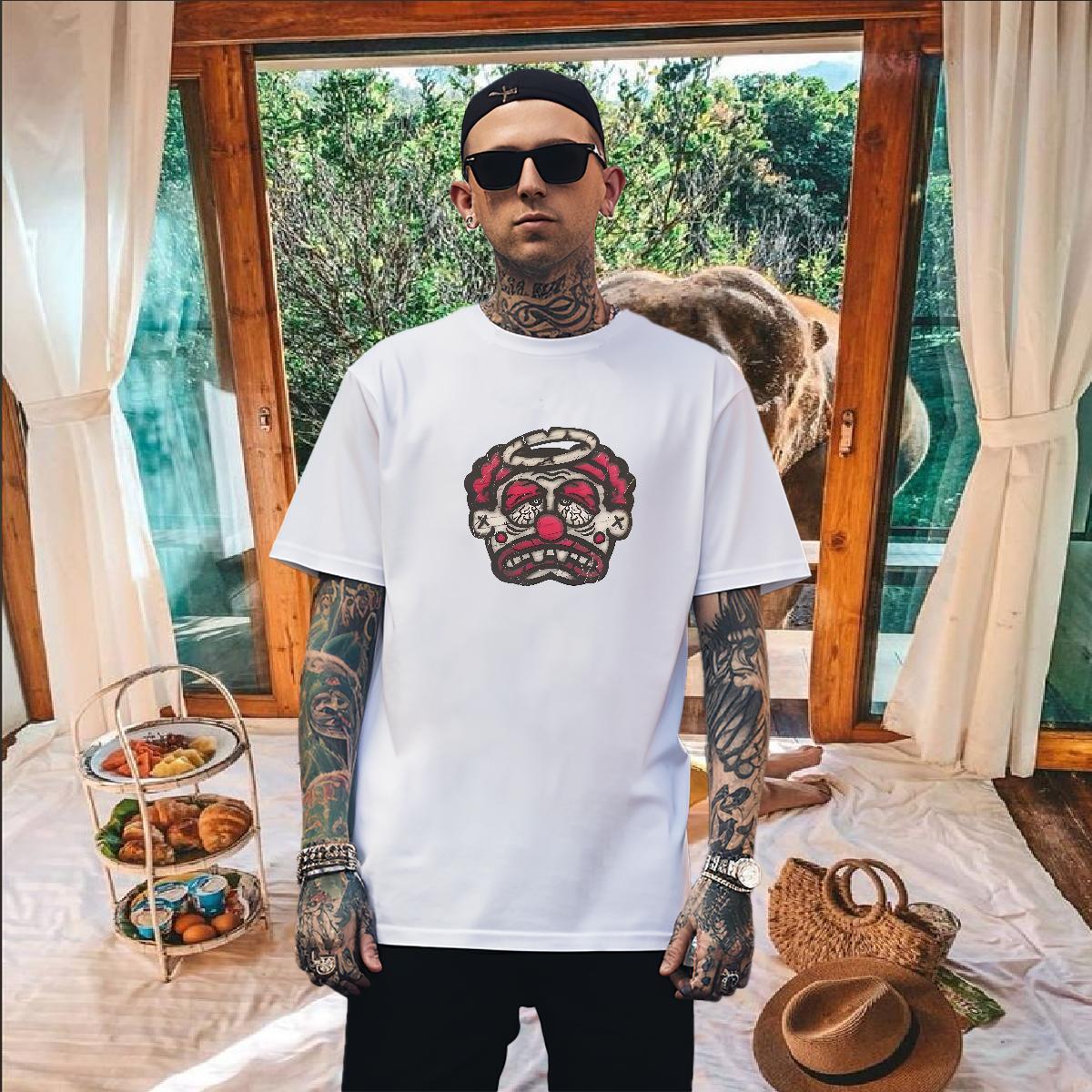 Cool Mens T Shirts 230g Cotton skull Daily Outfit Black White Breathable Crew Neck Mens Tshirts Factory Direct Tops Tees