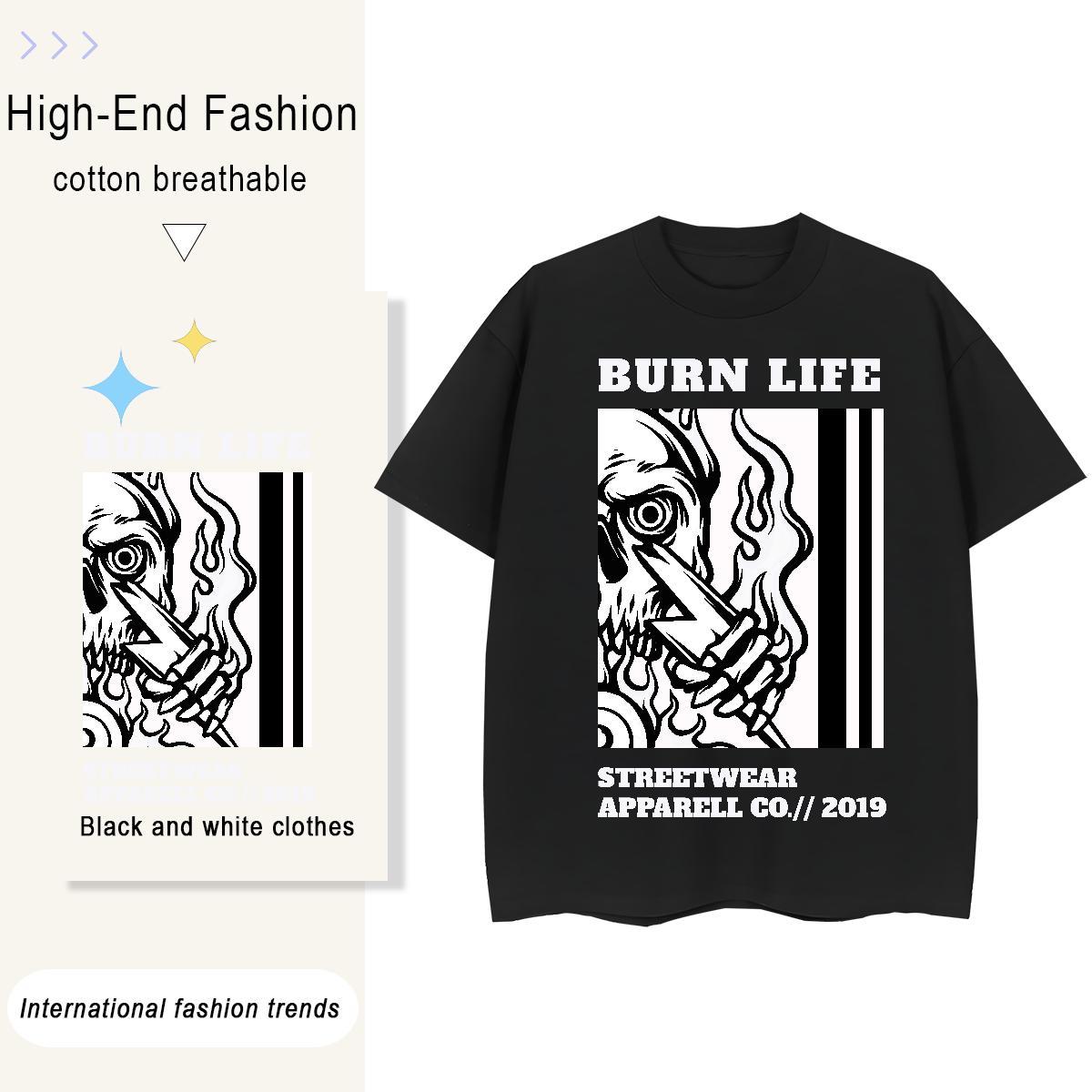 Cool Man T Shirts 230g Cotton skull Summer Casual DIY Breathable Crew Neck Men Tshirts New Top Tees