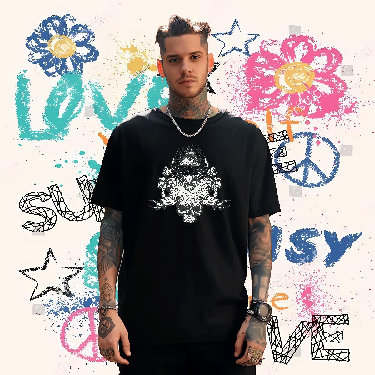 Loose T-Shirts 230g 100% Cotton skull Casual Daily Wear Customized Breathable Short Sleeve Couples T Shirts Fashion Designer Tops Tees