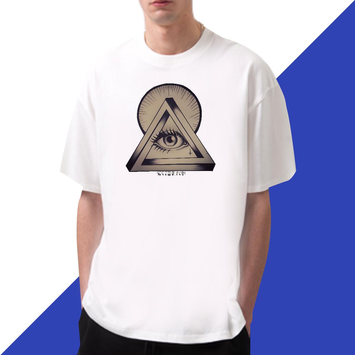 TOP Quality T Shirts Men 100% Cotton 230g eye of the devil Casual Daily Wear Customized Print Pure Cotton Men Tees DIY Customized Top Tees