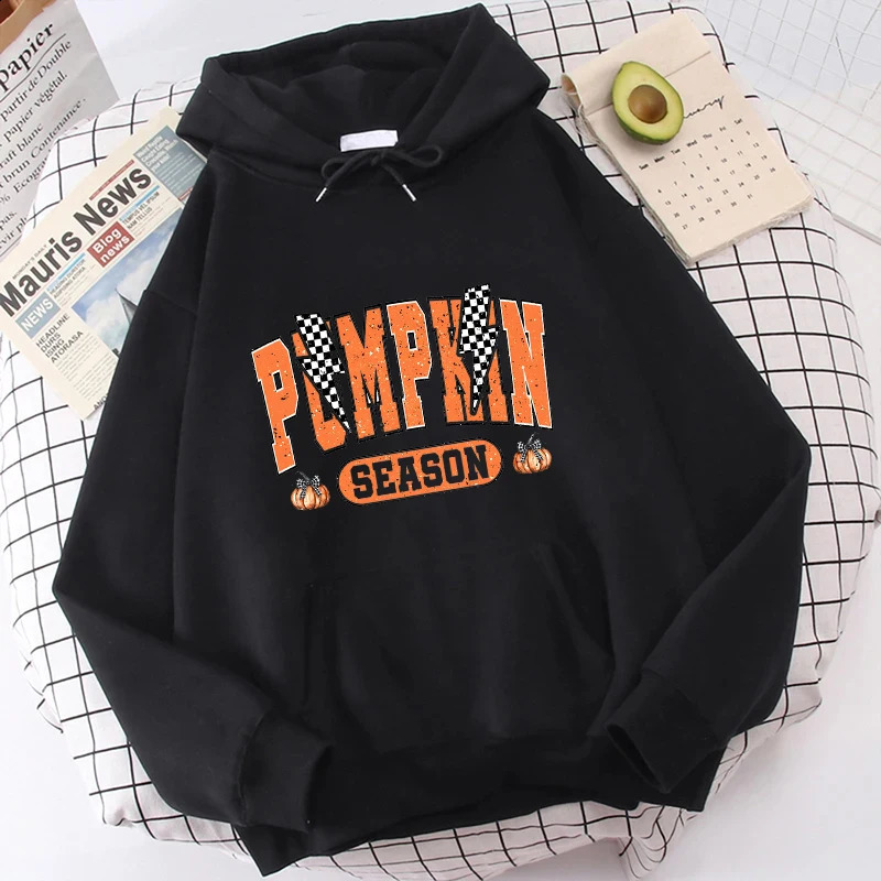 Harajuku Fun Halloween Pumpkin Season Print Hoodies Women Fall Vibes Long Sleeve Sportwear Sweatshirt Vintage Women Streetwear 240824