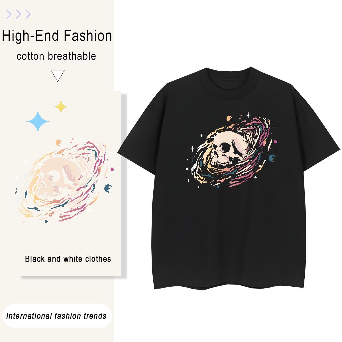 Brand T Shirt For Man 100% Cotton 230g skull Casual Plus Size Cartoon Crew Neck Men Tshirts Stylist Polos