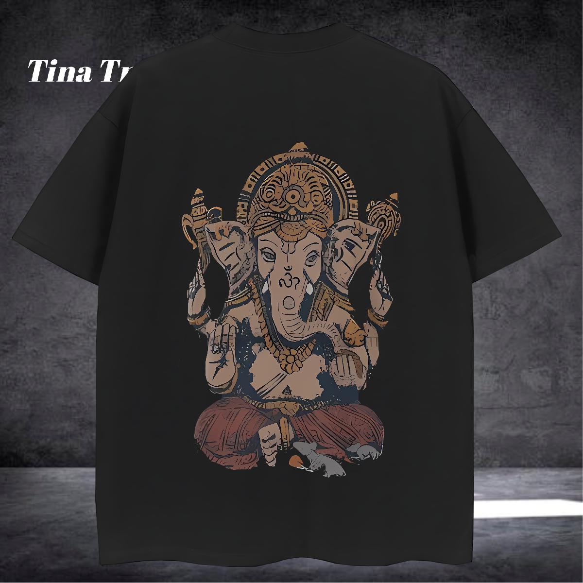 Unisex T-Shirts 230g Pure Cotton Ganesha Anime Printing Street Asian Size Breathable Crew Neck Couples T Shirts Designer Fashion Tees Shirts