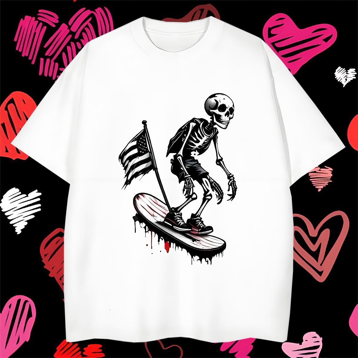 Loose T-Shirts for Men 230g Pure Cotton national flag Street Oversized 3XL 4XL Breathable Soft Men Tops Tees Fashion Designer Clothings