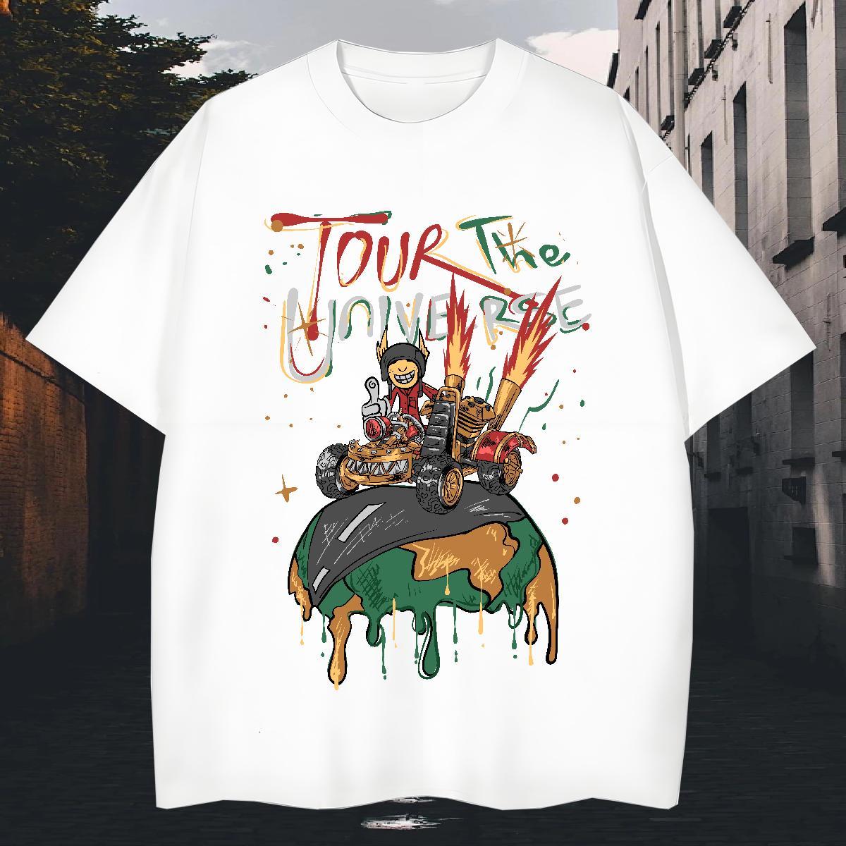 Popular T-Shirts for Men 230g 100% Cotton ET Home Outdoor Floral Print Breathable Crew Neck Men Tshirts DIY Customized Tops Shirt