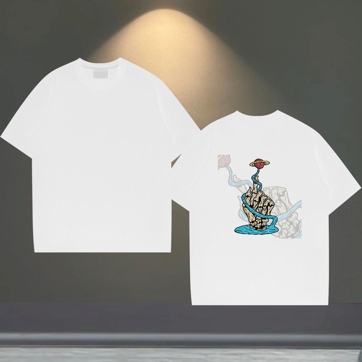 High Quality T shirt 230g Cotton skull Street wear Hip Hop DIY Printed Pure Cotton Men Tops Tees DIY Customized Clothes