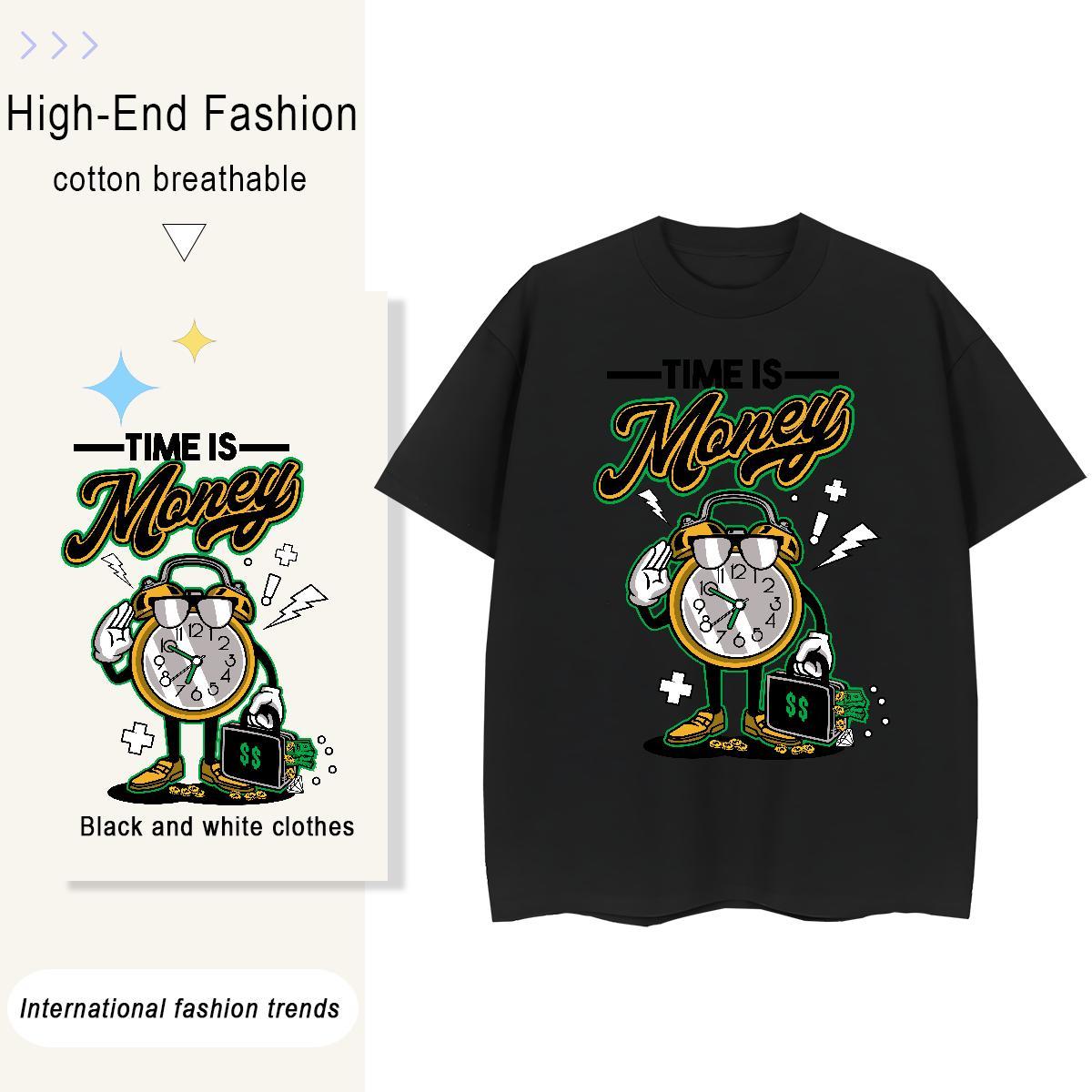 Female Women Tshirts 230g Cotton glasses Street Casual Womens T Shirts Breathable Short Sleeve Cartoon Floral Printing Tees