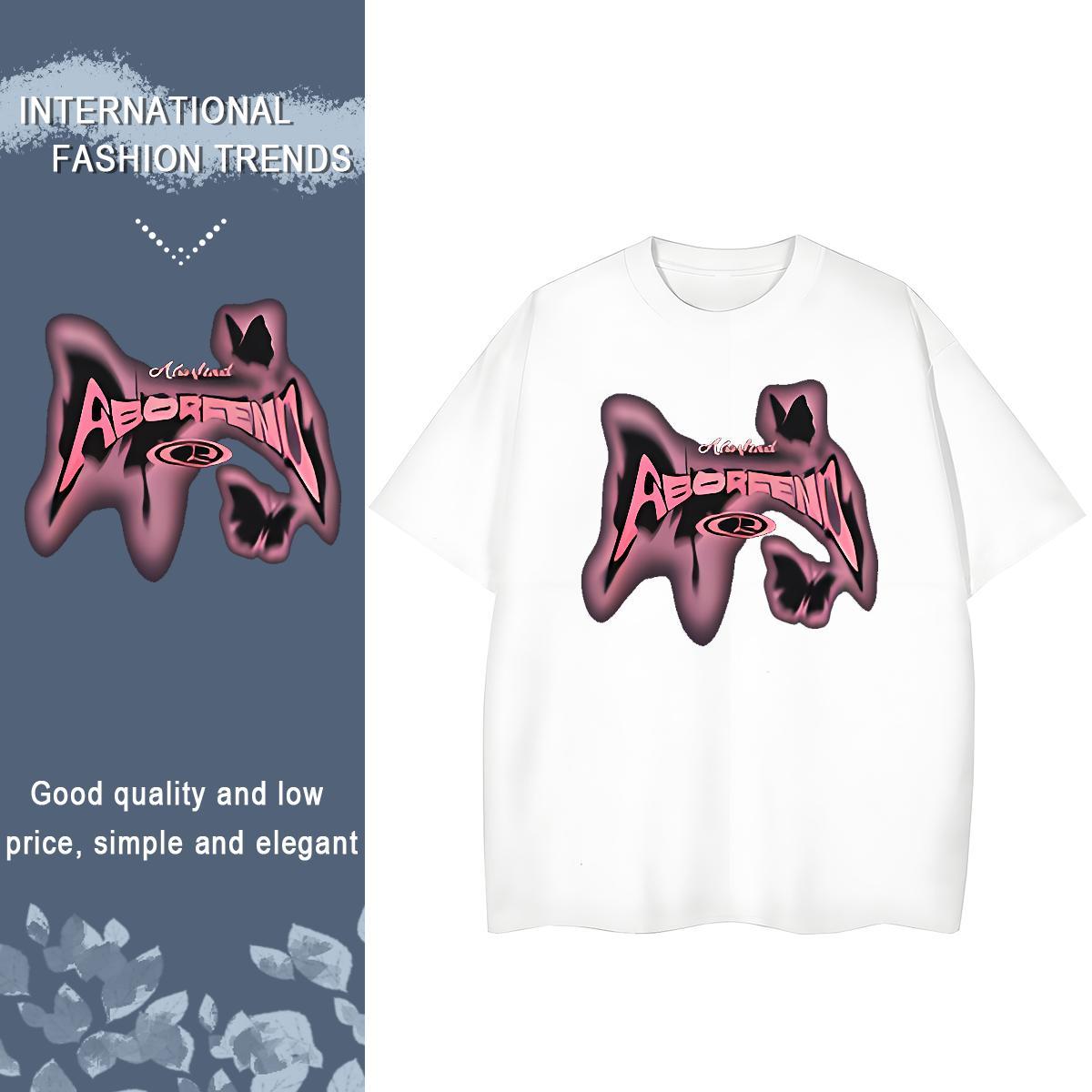 Female Tshirt for Man Woman 230g Cotton letter Summer Casual Women T Shirts Breathable Short Sleeve Anime Print Clothes