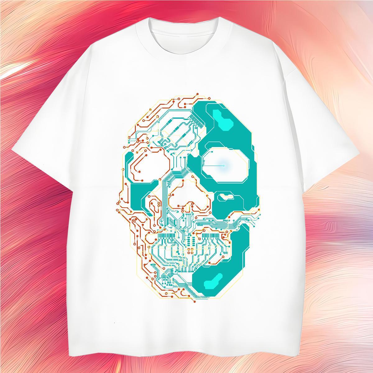 Cool Design T shirt 230g 100% Cotton skull Outdoor Black White Breathable Men Clothes T-Shirt Fashion Casual Tops Tees