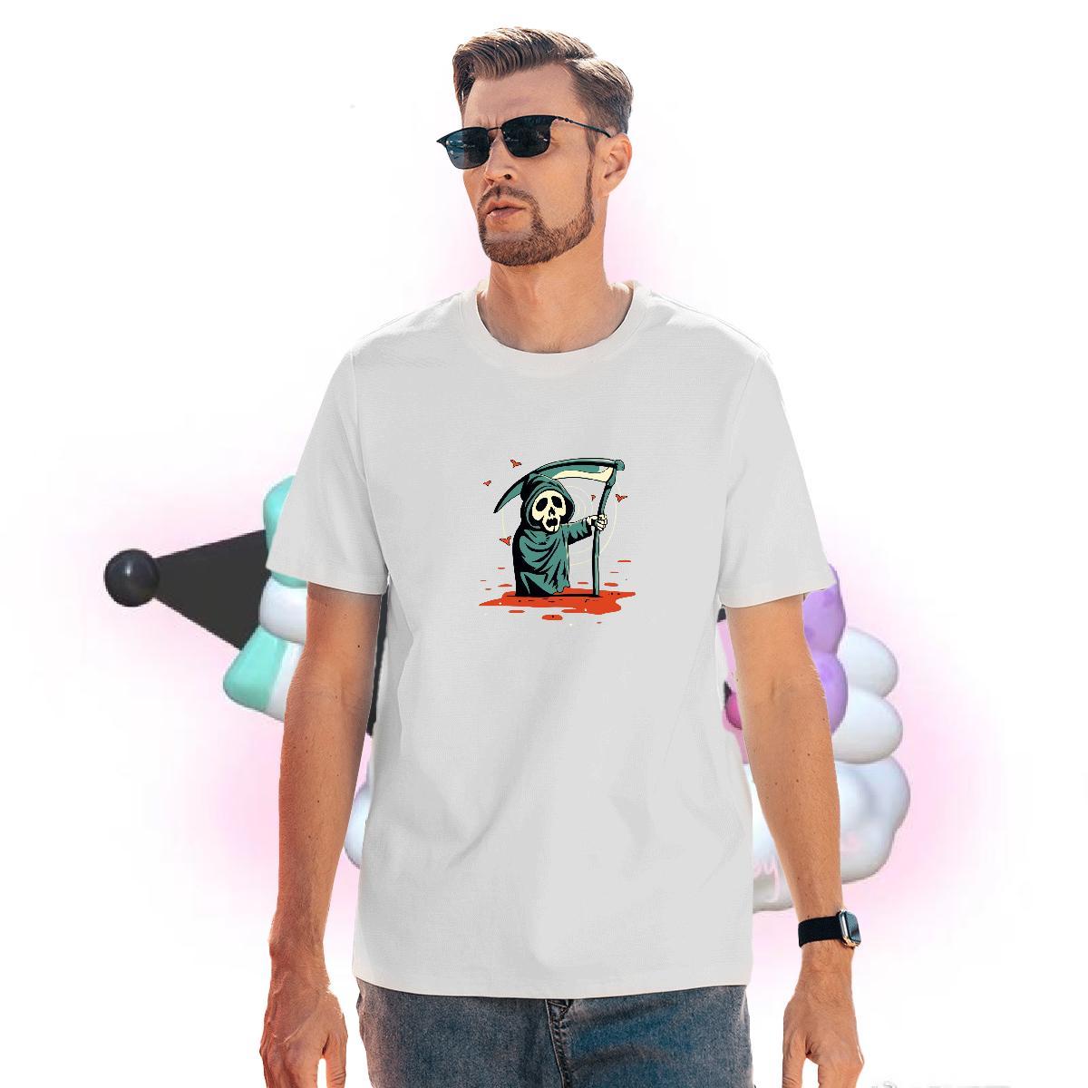Wholesale Mens T Shirts 230g Cotton skull High Street Hip Hop White Plus Size Breathable Soft Men Tshirts Fashion Casual Tops