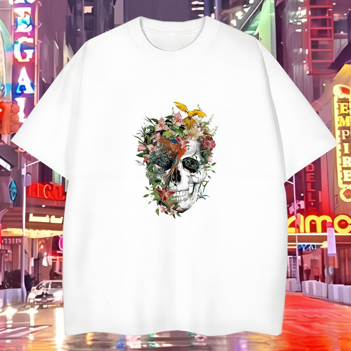 High Quality T Shirt For Man 100% Cotton 230g skull Hip Hop Street Oversized 3XL 4XL Breathable Short Sleeve Mens Tshirts Classic Casual Top Tees