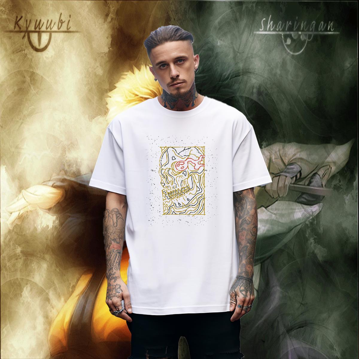 Cool Design Men T Shirts 230g Pure Cotton skull Daily Outfit Cartoon Printing L-4XL Round Neck Short Sleeve Men Clothes T-Shirt 2024 New Tshirts
