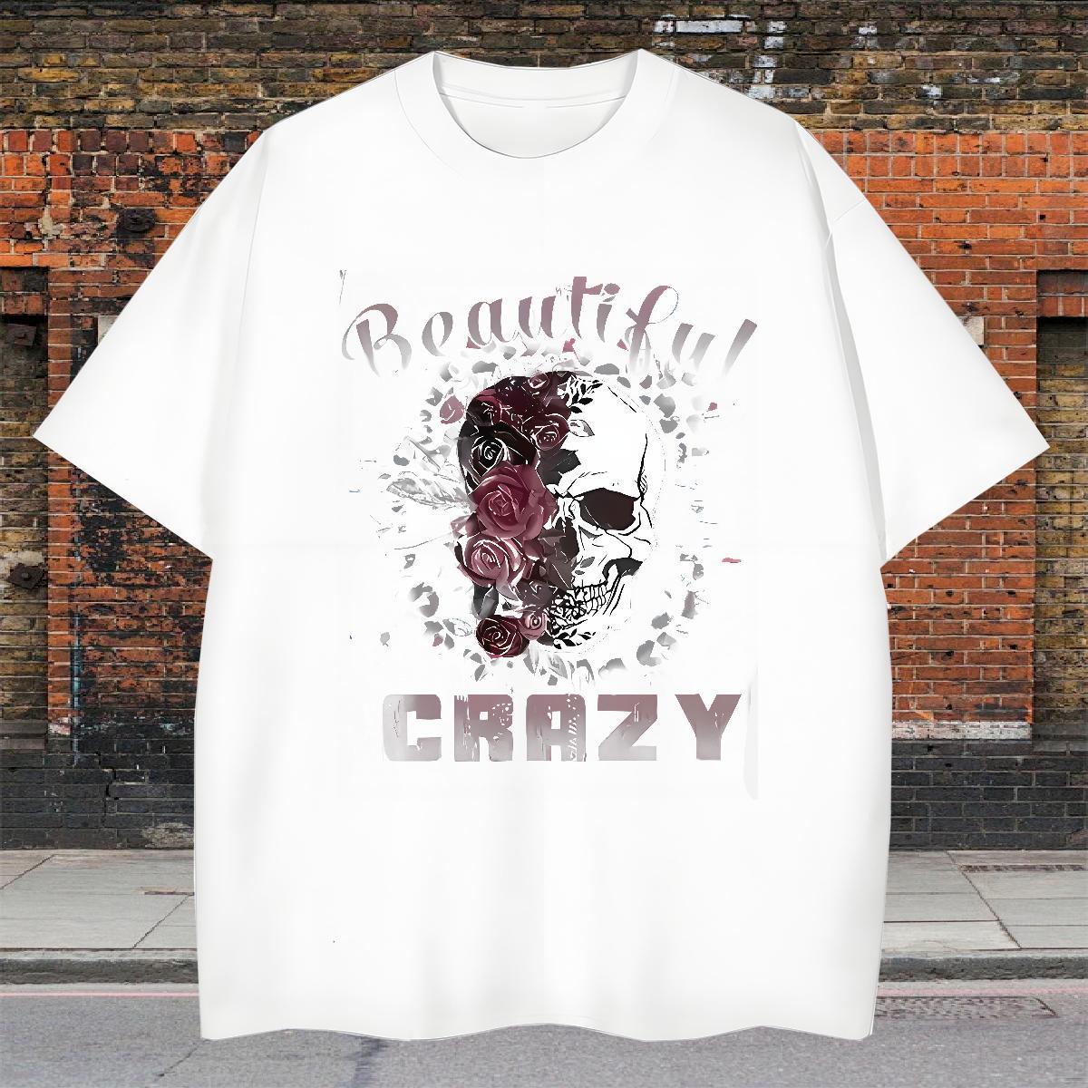 Soft T-Shirts for Men 230g Pure Cotton skull Daily Outfit Custom Anime Round Neck Short Sleeve Men Tees Wholesale Clothings