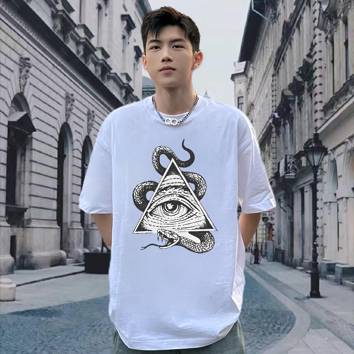 Free Shipping T shirt 230g Cotton eye of the devil Beach DIY Anime Crew Neck Tshirts Fashion Casual Tee Shirt