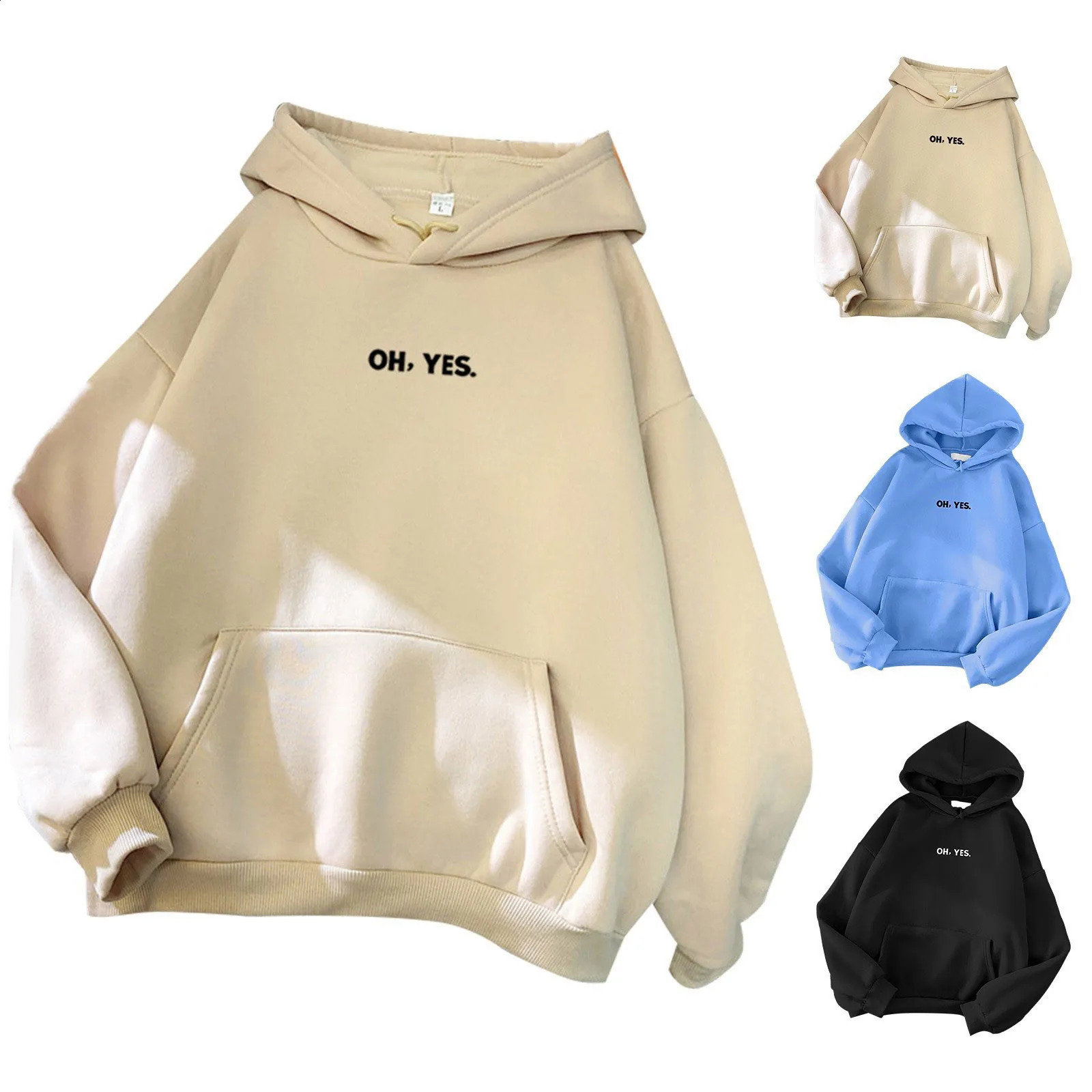 WomenS Casual Loose Letter Printed Lightweight Autumn Winter Hoodie With Fleece Cute And Trendy Pullover Sweatshirt With Hem 240824