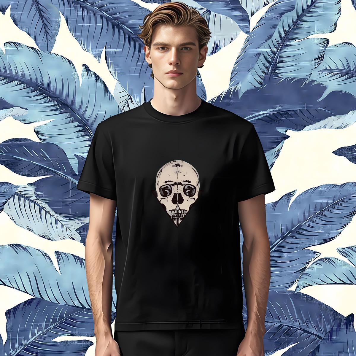Cool Design T Shirts Men 230g 100% Cotton skull Beach Customized Short Sleeve Soft Men Tops Tees Fashion New Wear