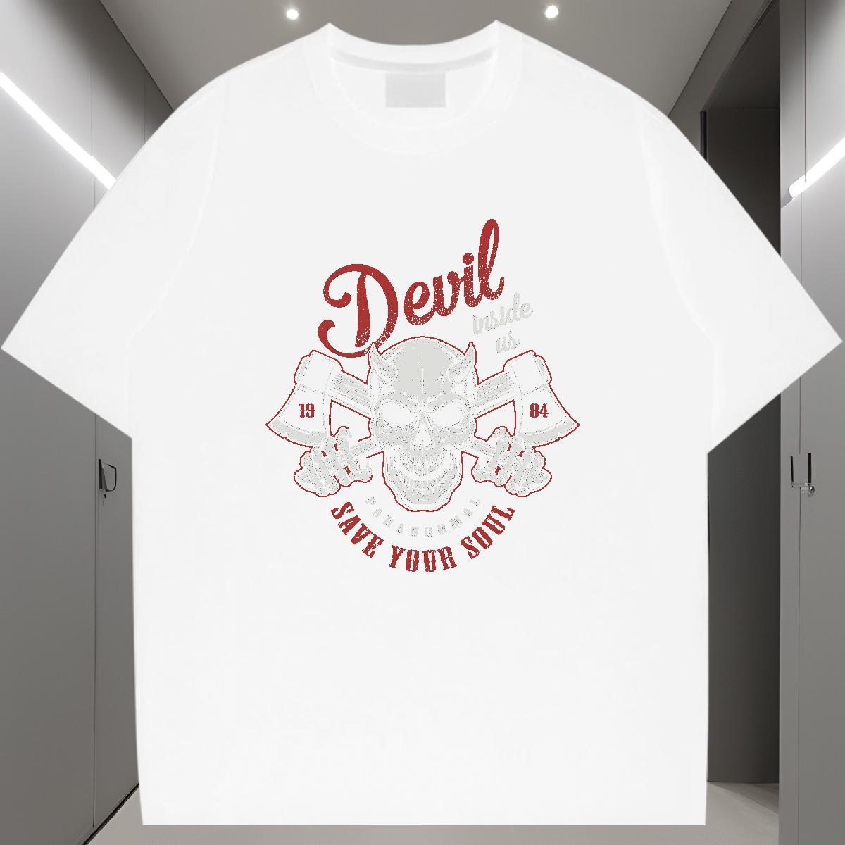 Cool Design T shirt 230g Cotton skull Hip Hop Street Cartoon Print Crew Neck Men Tops Tees Designer Top Tees