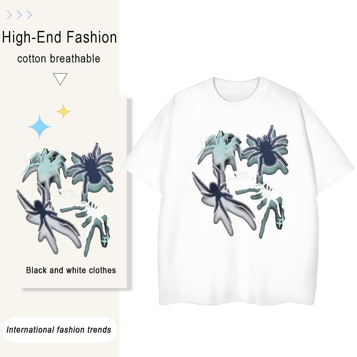 Casual New Tshirt for Man Woman spider Casual Daily Wear 230g Cotton Clothes O Neck Short Sleeves Unisex T-Shirts for Men Custom Big Size