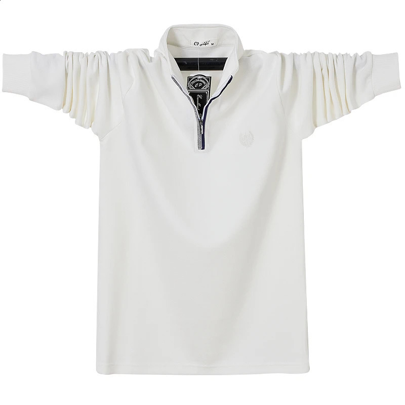 Fashion Solid Polo Shirt Men Korean Fashion Embroidery Long Sleeve Casual Fit Slim Mens Polo Shirt Zipper Collar Tops 6XL 240824