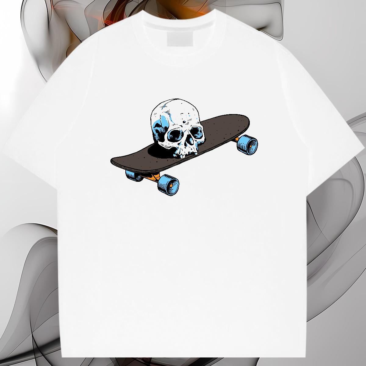 Wholesale Man T Shirts 230g Pure Cotton skull Street Cartoon Print Short Sleeve O-Neck Couples T Shirts New Designer Polos