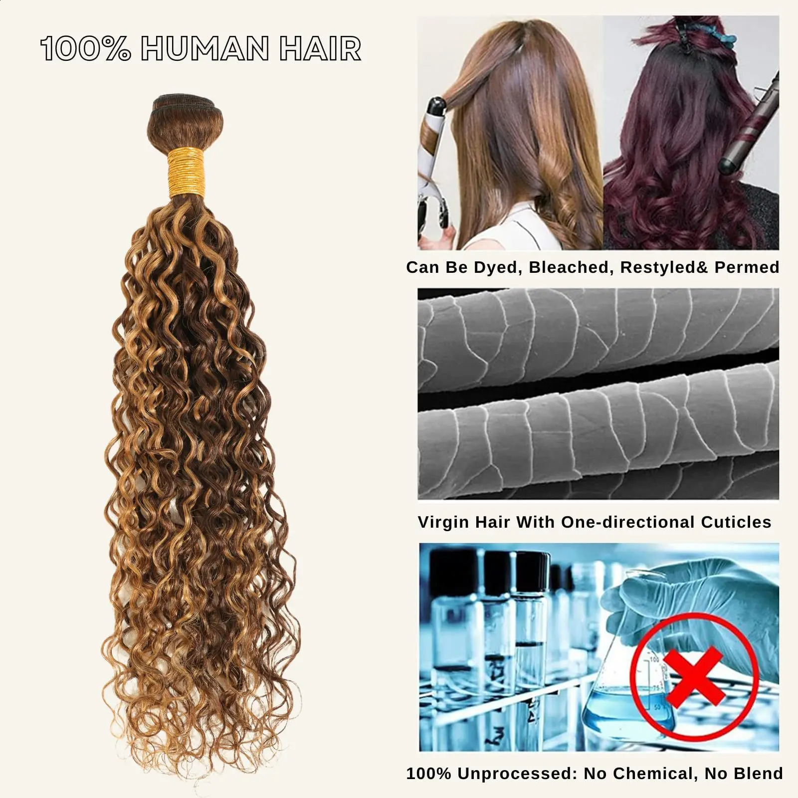 Sophianna 4 27 Highlight Deep Wave Bundles 30 inch Ombre Color Brazilian Brown Golden Hair Curling Bundle 100 Human 240801