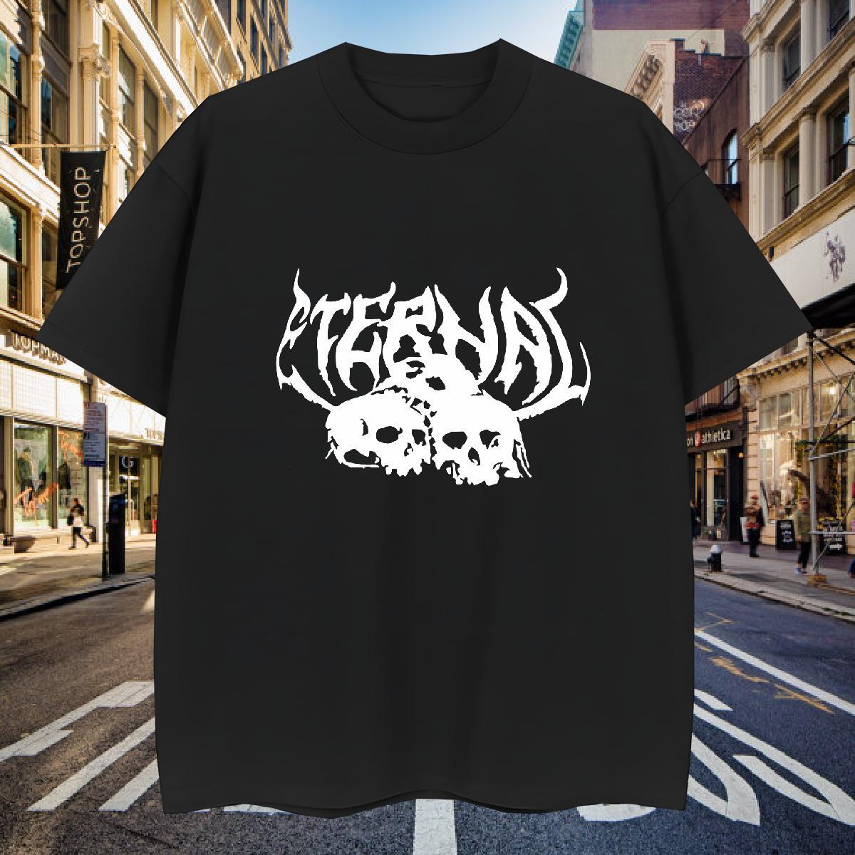 High Quality T Shirts Men 230g 100% Cotton skull Daily Outfit White Plus Size Crew Neck Breathable Tshirts 2024 New Tops Tees