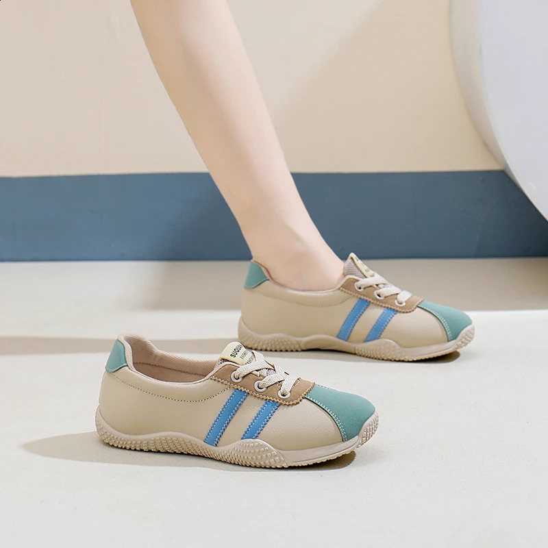 Womens shoes 2024 lace shoelaces womens vulcanized shoes fashionable color matching womens casual shoes round toe classic sports shoes 240823 ww