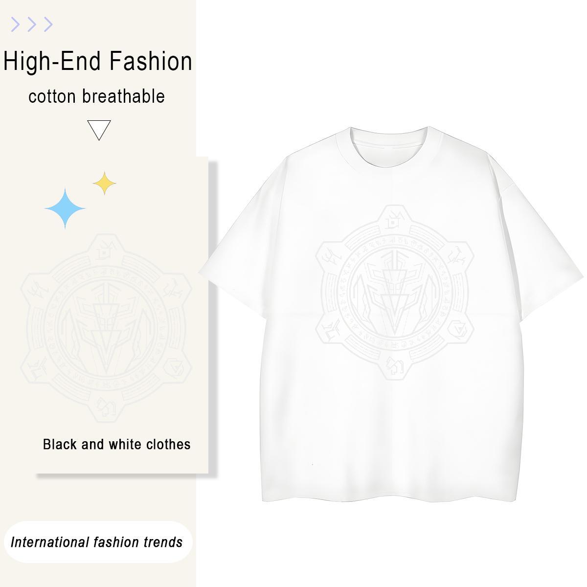 Soft Womens Tshirts 230g 100% Cotton Geometric line Casual Sport T shirt O Neck Short Sleeves Anime Tops Tees