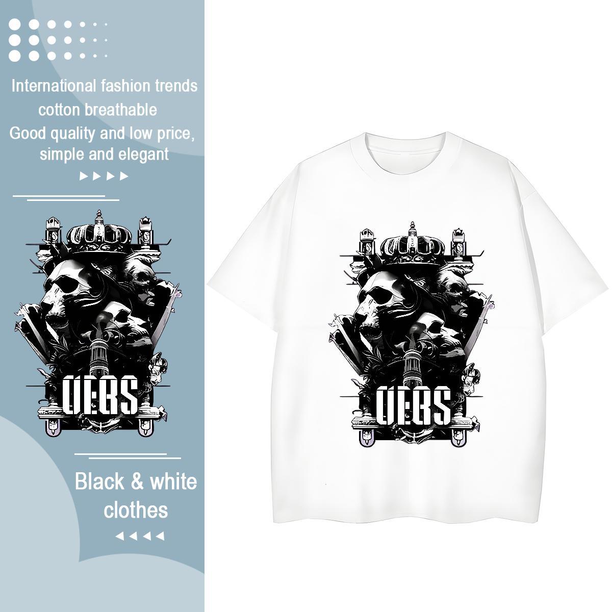 TOP Quality Men T Shirts 100% Cotton 230g skull Summer Casual Custom Big Size Crew Neck Breathable Men Tops Tees Factory Direct Tees Shirts