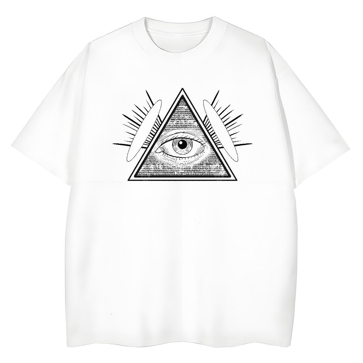 Cool Design T Shirts Men 230g 100% Cotton eye of the devil Daily Outfit Graphic Crew Neck Breathable Men Tops Tees Fashion Design Polos