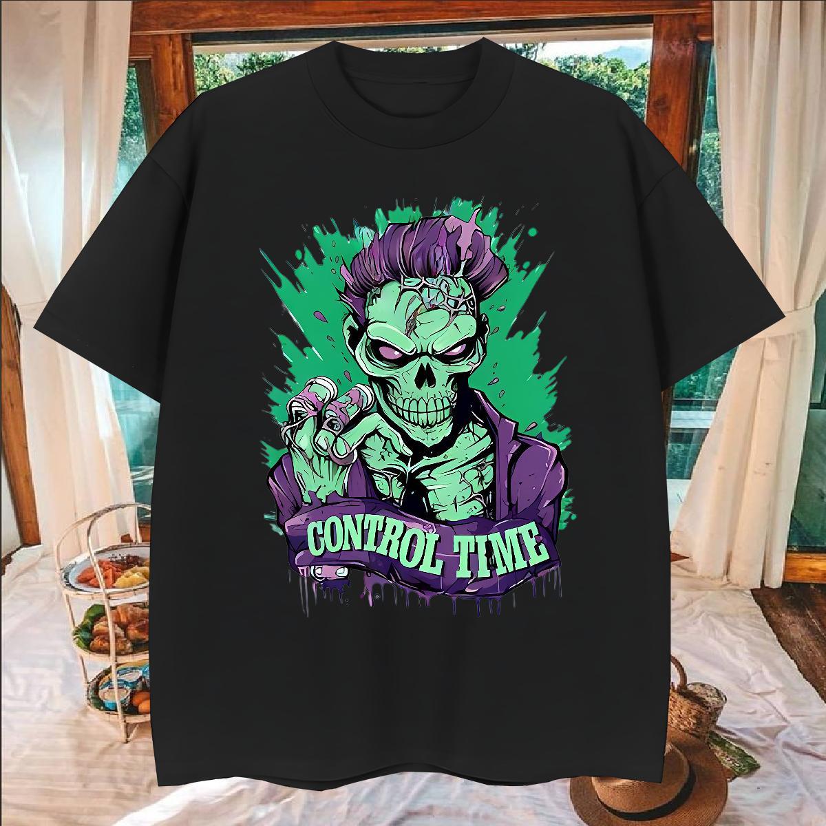Loose T-Shirts for Men 100% Cotton 230g skull Home Outdoor Asian Size Breathable Crew Neck Men Clothes T-Shirt New Arrival Tees Shirts