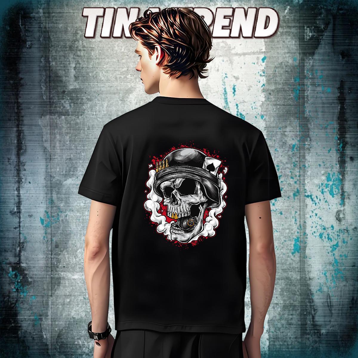 Loose Man T Shirts 230g Cotton skull Street wear Hip Hop Anime Print Breathable Crew Neck Couples T Shirts New Arrival Wear