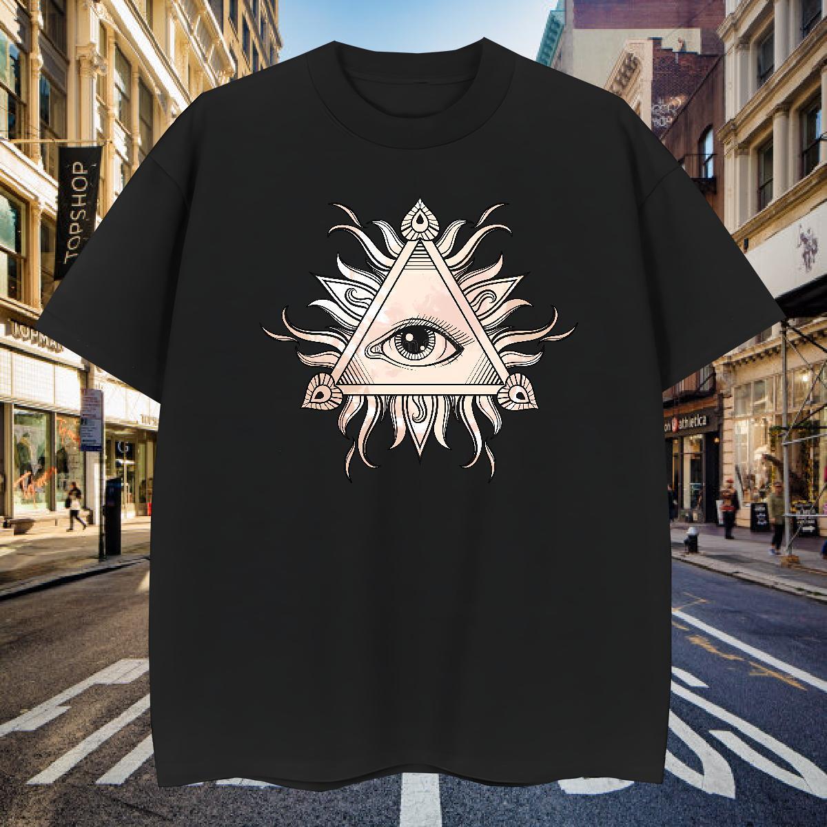 Cool Men T Shirts 100% Cotton 230g eye of the devil Street Wear Oversized Breathable Short Sleeve Tshirt for Man Woman Wholesale Clothings