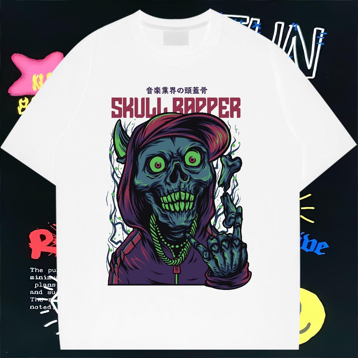 Designer T-Shirts for Men 100% Cotton 230g skull Summer Casual Cartoon Printing L-4XL O-Neck Short Sleeve Men Tshirts Factory Direct Top Tees